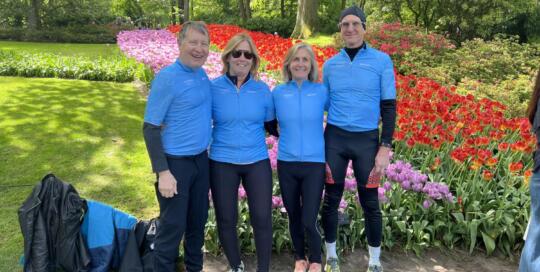 Bicycling to the Keukenhof Gardens in the Netherlands.